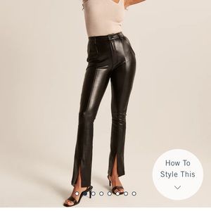 Abercrombie & Fitch Vegan Leather Split-Hem Pants